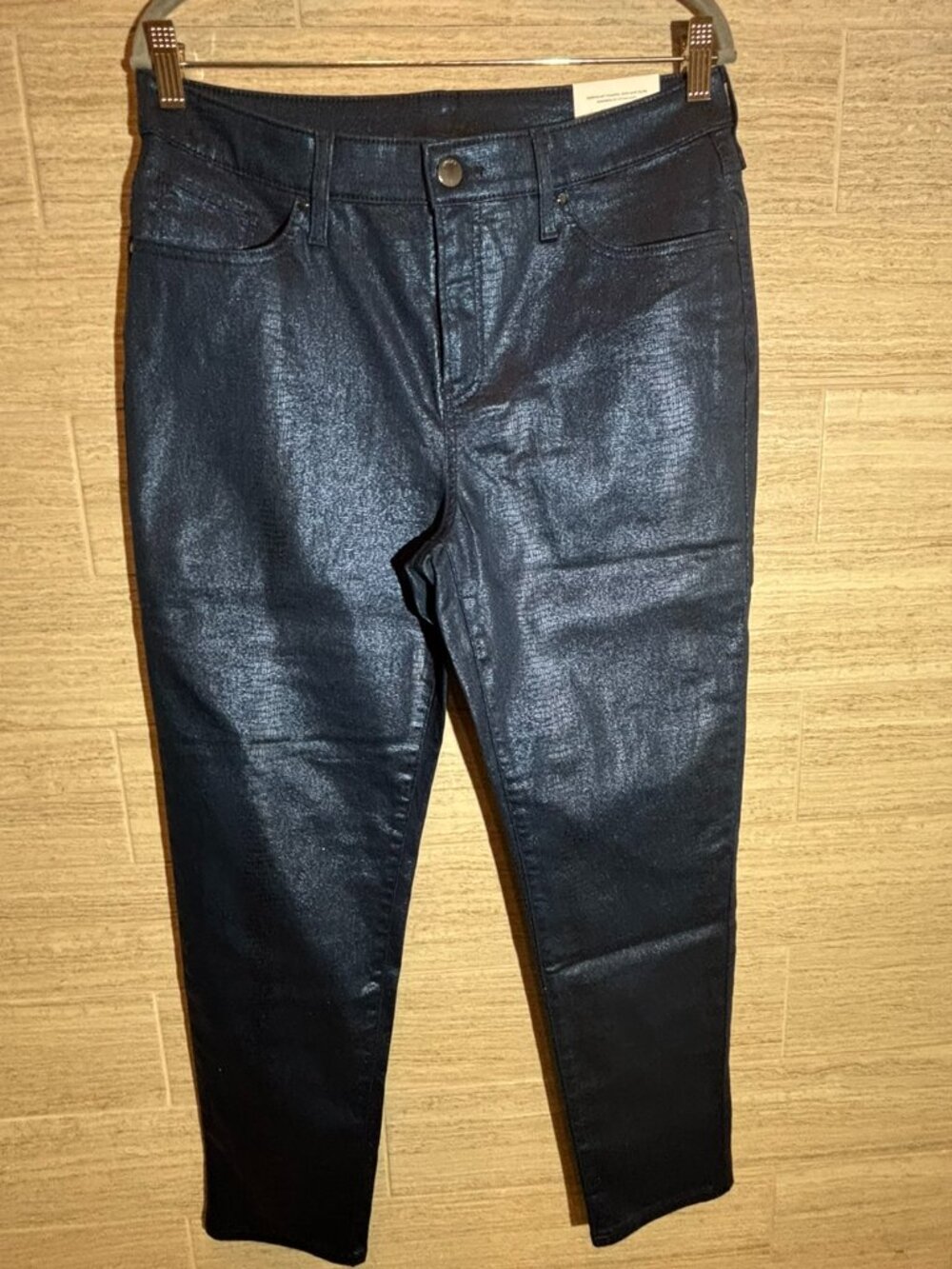 NWT Chico's So Slimming Girlfriend Slim Leg Shiny Navy Blue
